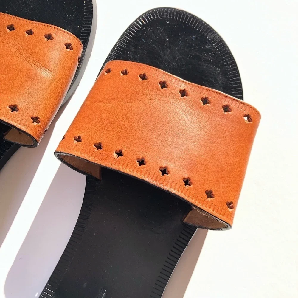Isabel Marant Etoile Jiany Cognac Cut Out Leather Slide Sandals 38 - Picture 10 of 13